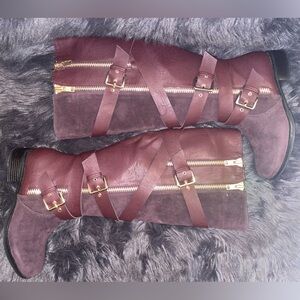 JustFab Cecily WC Burgundy Boots